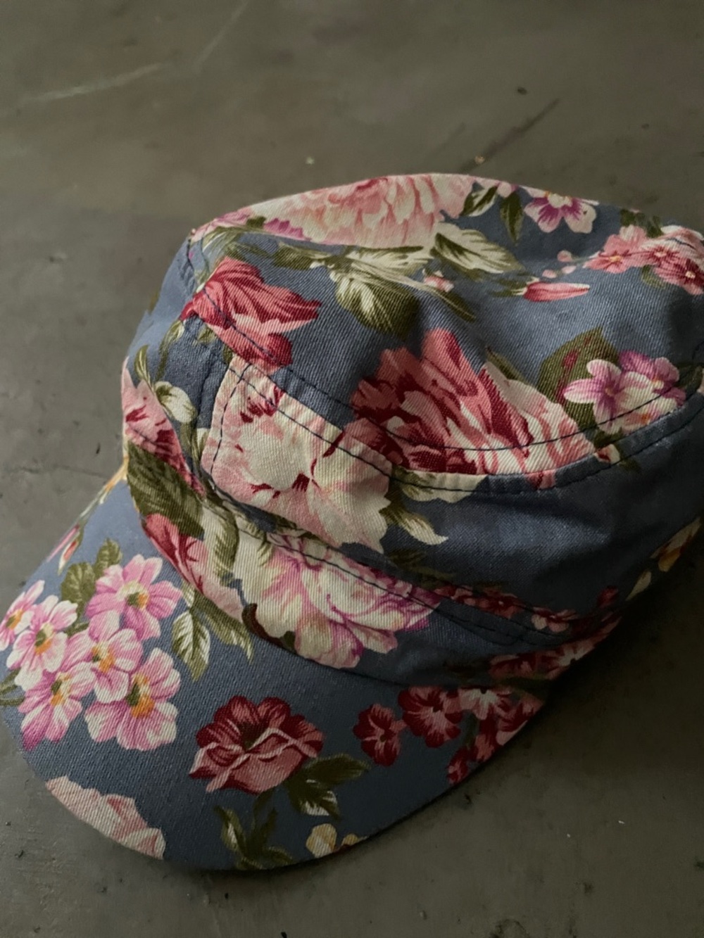 Floral Pink & Blue Cotton Cadet Cap.closet clearout no returns.